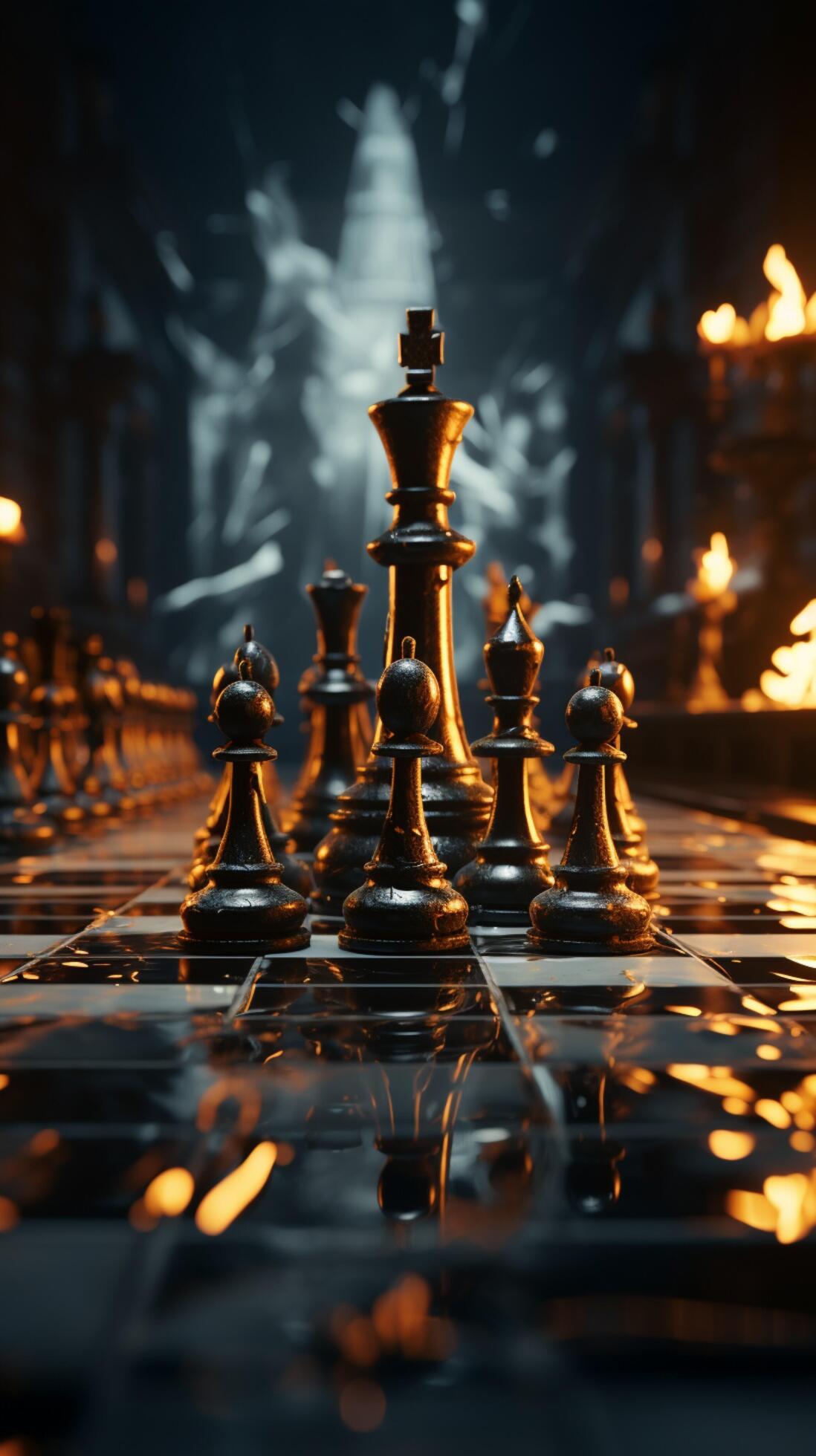 Premium AI Image  The concept of a fierce chess battle sparks creative and  strategic ideas Vertical Mobile Wallpaper