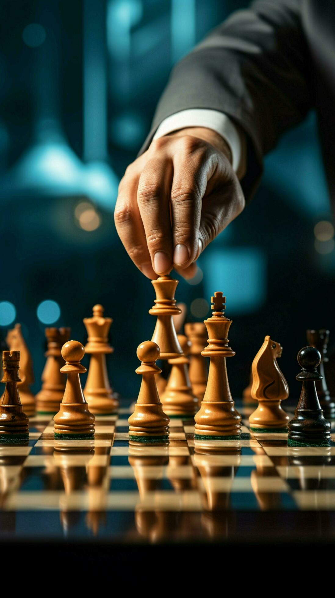 A skilled hand deftly slides a chess piece marked Chess across Vertical  Mobile Wallpaper AI Generated 31597116 Stock Photo at Vecteezy