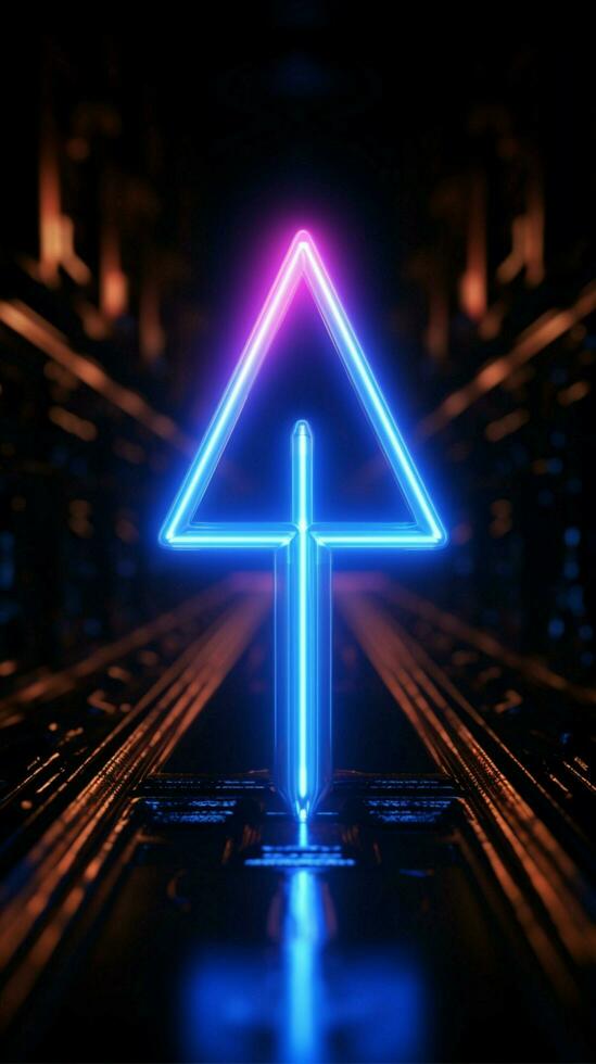 Guiding neon arrow A flashing blue icon points the way to the right Vertical Mobile Wallpaper AI Generated photo