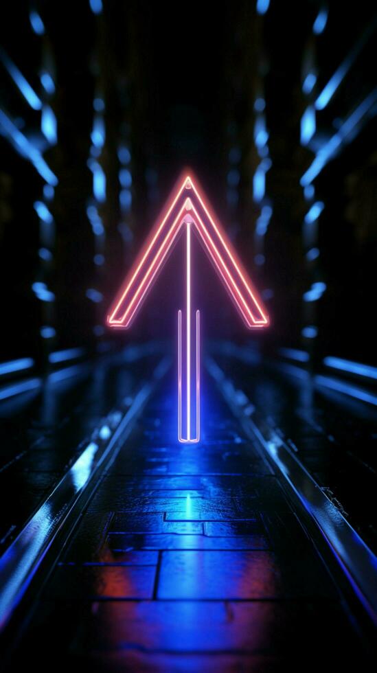 Guiding neon arrow A flashing blue icon points the way to the right Vertical Mobile Wallpaper AI Generated photo