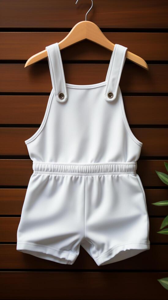 Minimalistic photos of a white baby romper for toddlers, perfect for