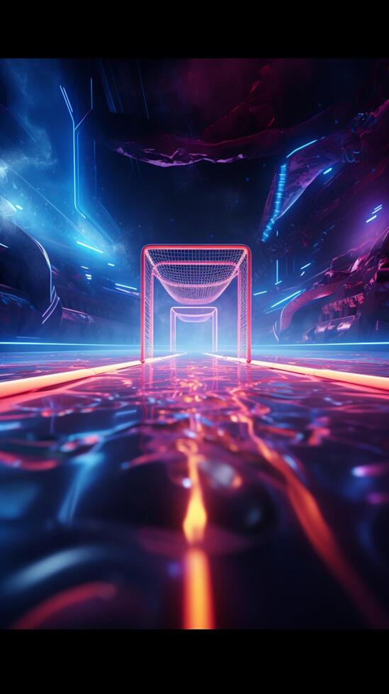 Neon scored ice The hockey rinks neon lights celebrate a victorious