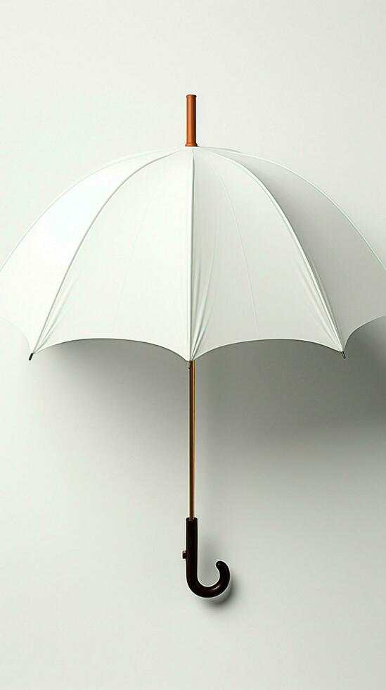 Realistic 3D white blank umbrella icon isolated for branding mock ups Front view Vertical Mobile Wallpaper AI Generated photo