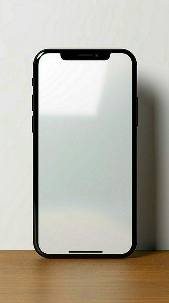 Realistic blank screen phone mockup, showcasing sleek smartphone design Vertical Mobile Wallpaper AI Generated photo
