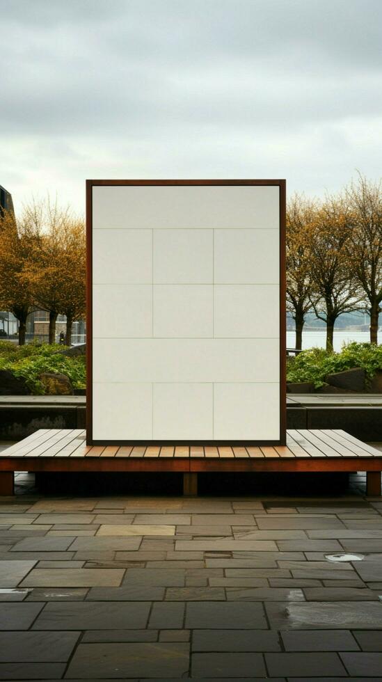 Clean slate for branding Empty white outdoor sign for your logo Vertical Mobile Wallpaper AI Generated photo