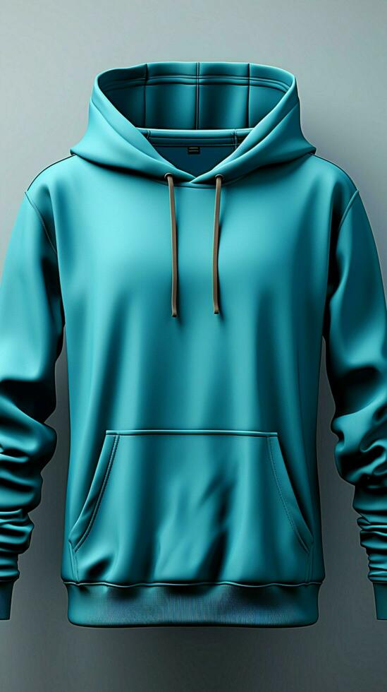 Versatile mens blue hoodie template from two angles, perfect for design mockups Vertical Mobile Wallpaper AI Generated photo