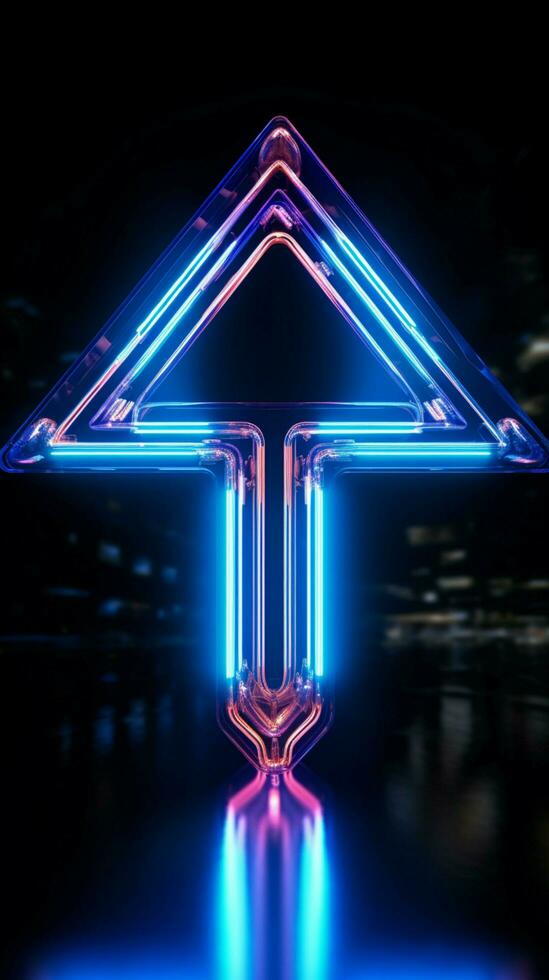 Dynamic neon sign Vibrant blue arrow flashes right for clear direction Vertical Mobile Wallpaper AI Generated photo