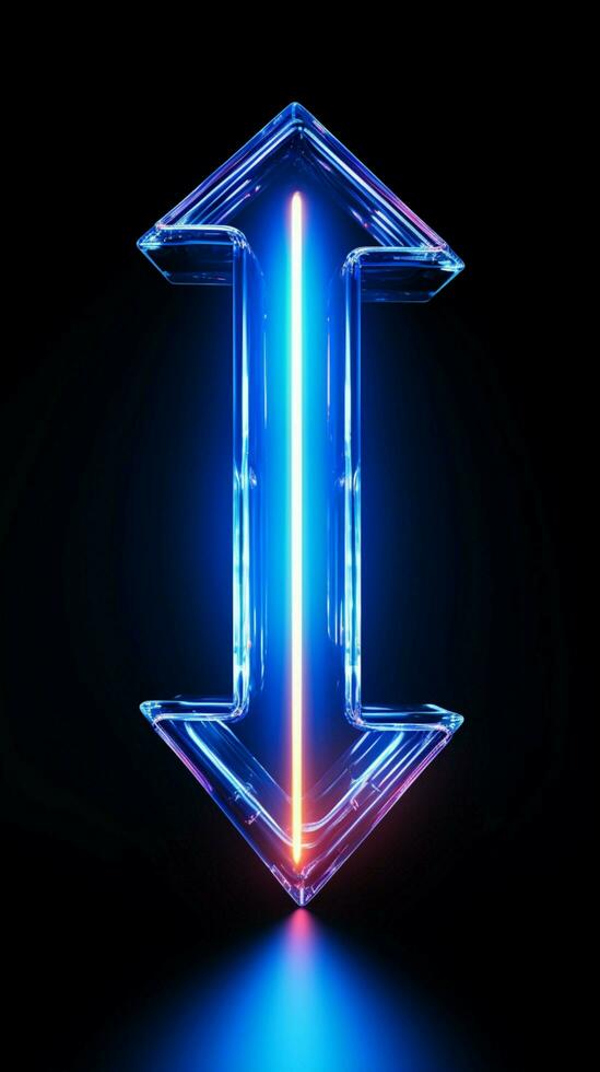 Dynamic neon sign Vibrant blue arrow flashes right for clear direction Vertical Mobile Wallpaper AI Generated photo