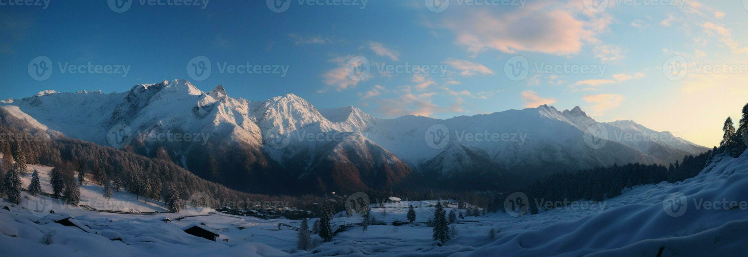 Majestic winter mountainscape, a pristine and breathtaking snowy landscape AI Generated photo