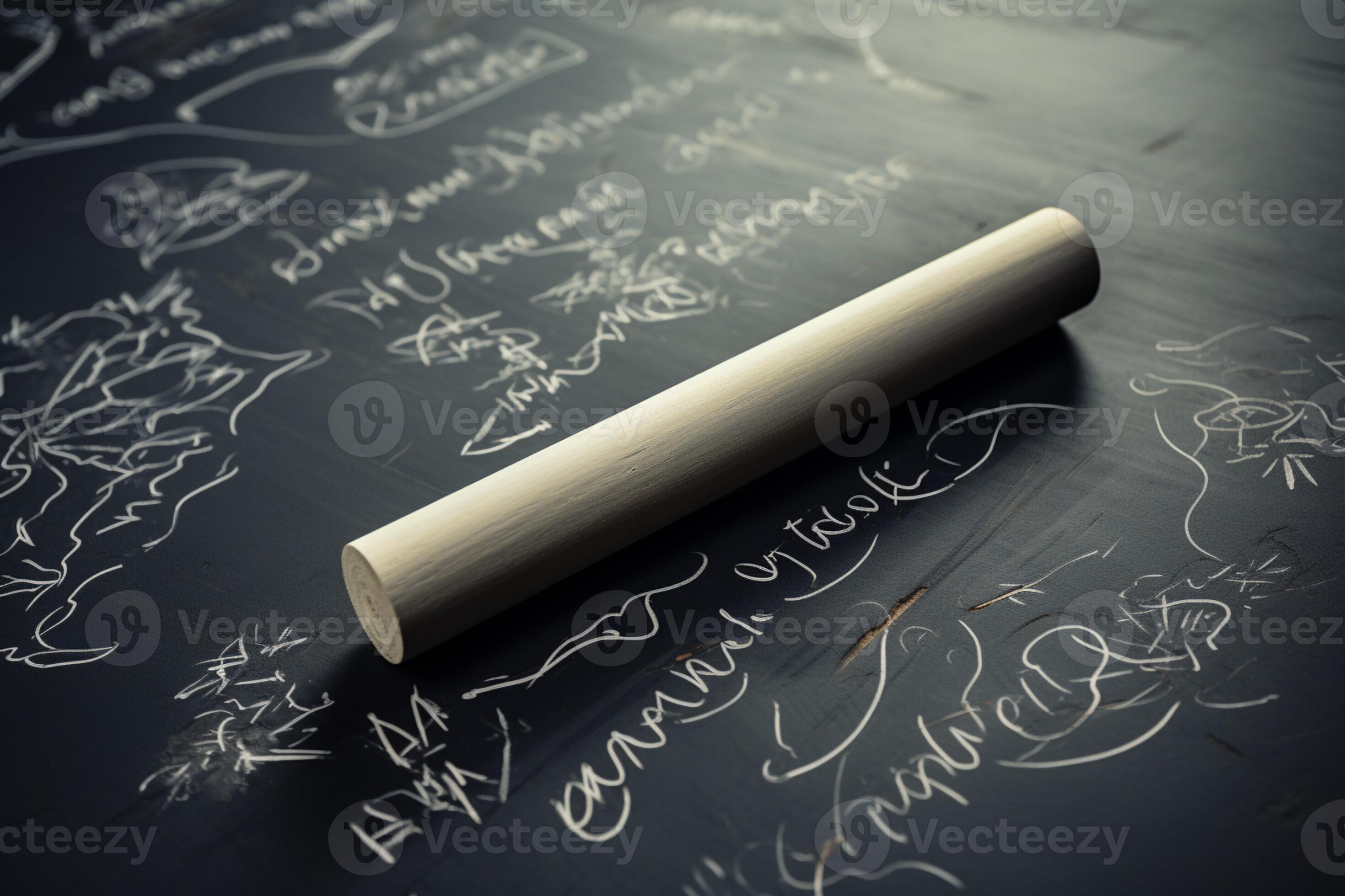 Chalkboards close up reveals white chalk etching words with precision