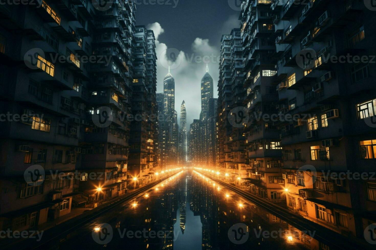 Promote urban exploration with the new downtown skyscraper cityscapes graphic art AI Generated photo