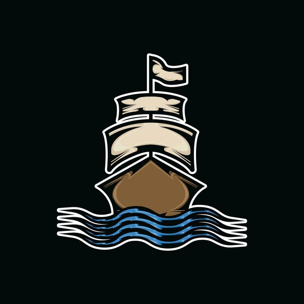 illustration vector graphic sailing boat logo design in the front view