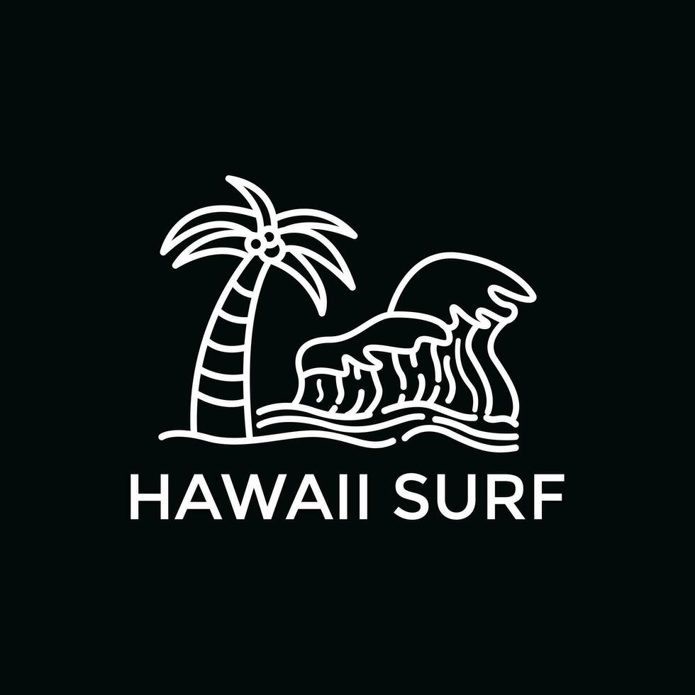 Hawaii surf line logo design ideas vector