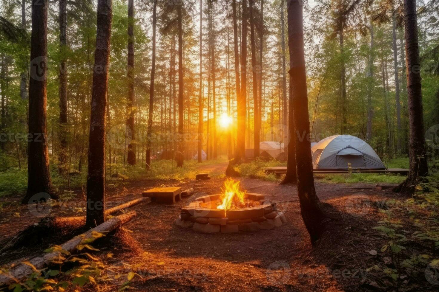 campsite in the beach in the morning view advertising landscape photography ai generated photo