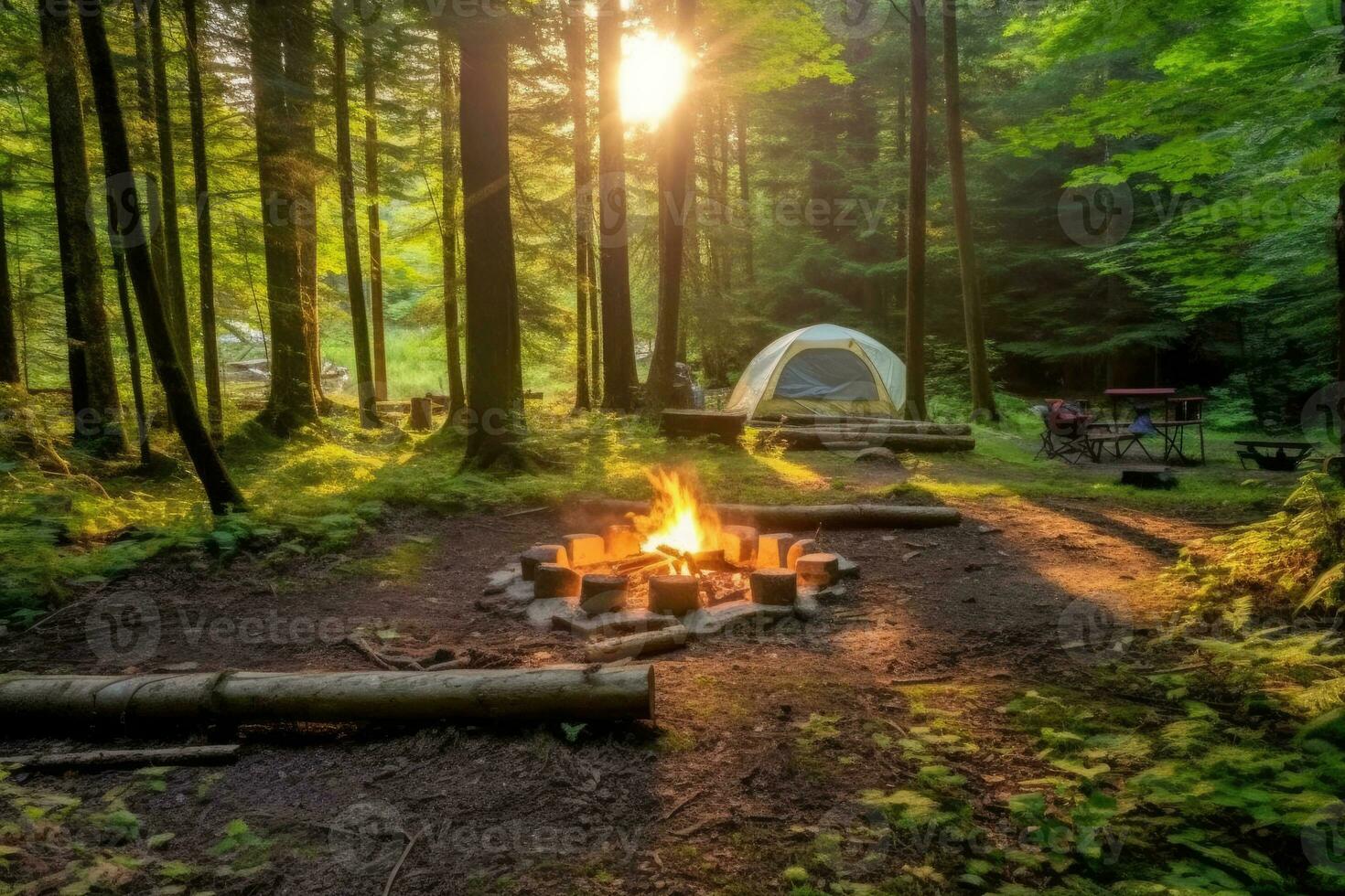 campsite in the beach in the morning view advertising landscape photography ai generated photo