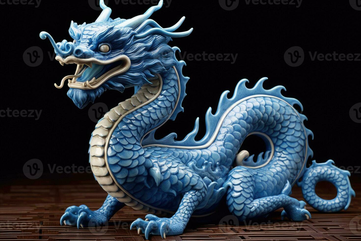 blue asian dragon chinese new year photo