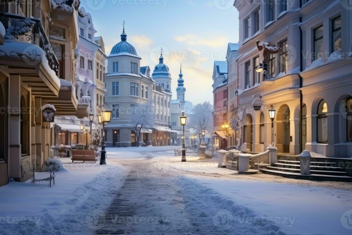 invierno en el medio de el ciudad cuadrado publicidad fotografía foto