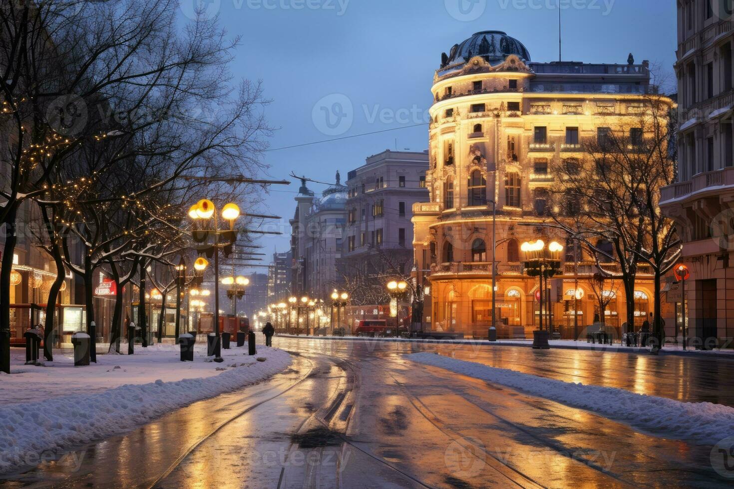 invierno en el medio de el ciudad cuadrado publicidad fotografía foto