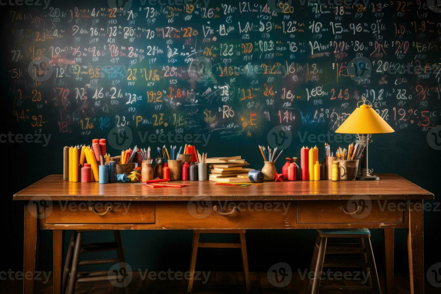 the situation in the classroom complete with a blackboard AI Generative photo