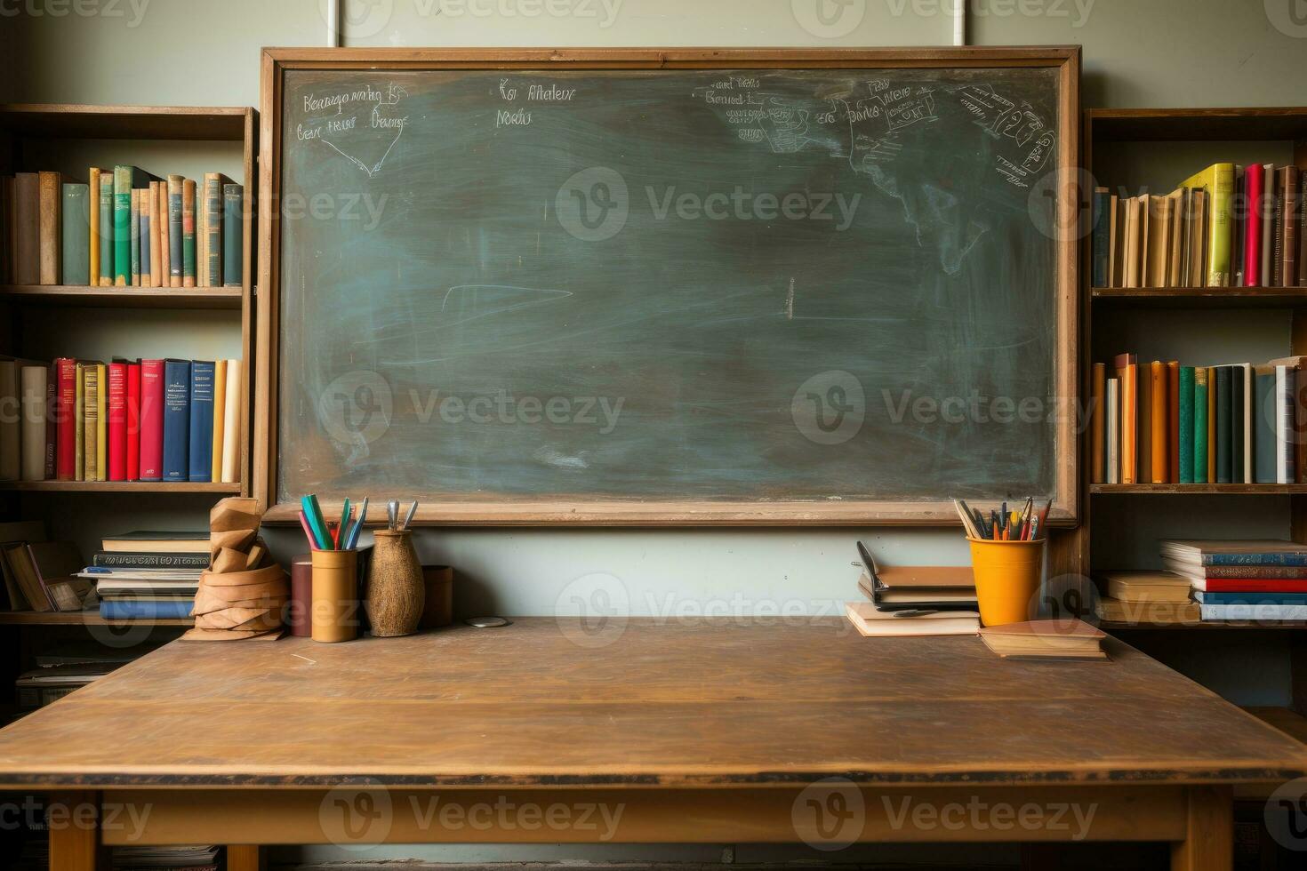 the situation in the classroom complete with a blackboard AI Generative photo