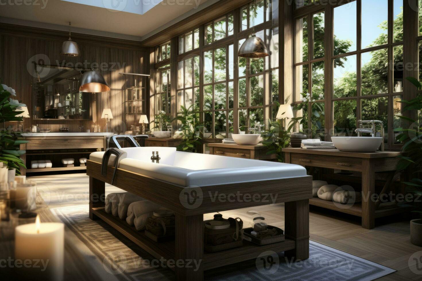 the atmosphere inside the spa room is luxurious AI Generative photo