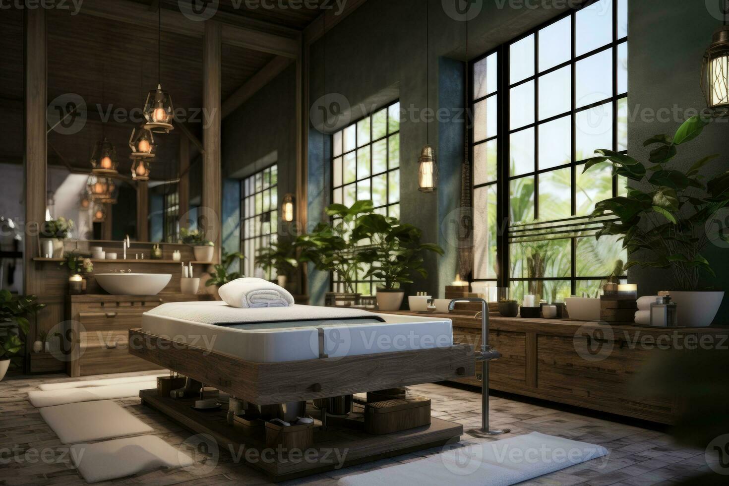 the atmosphere inside the spa room is luxurious AI Generative photo