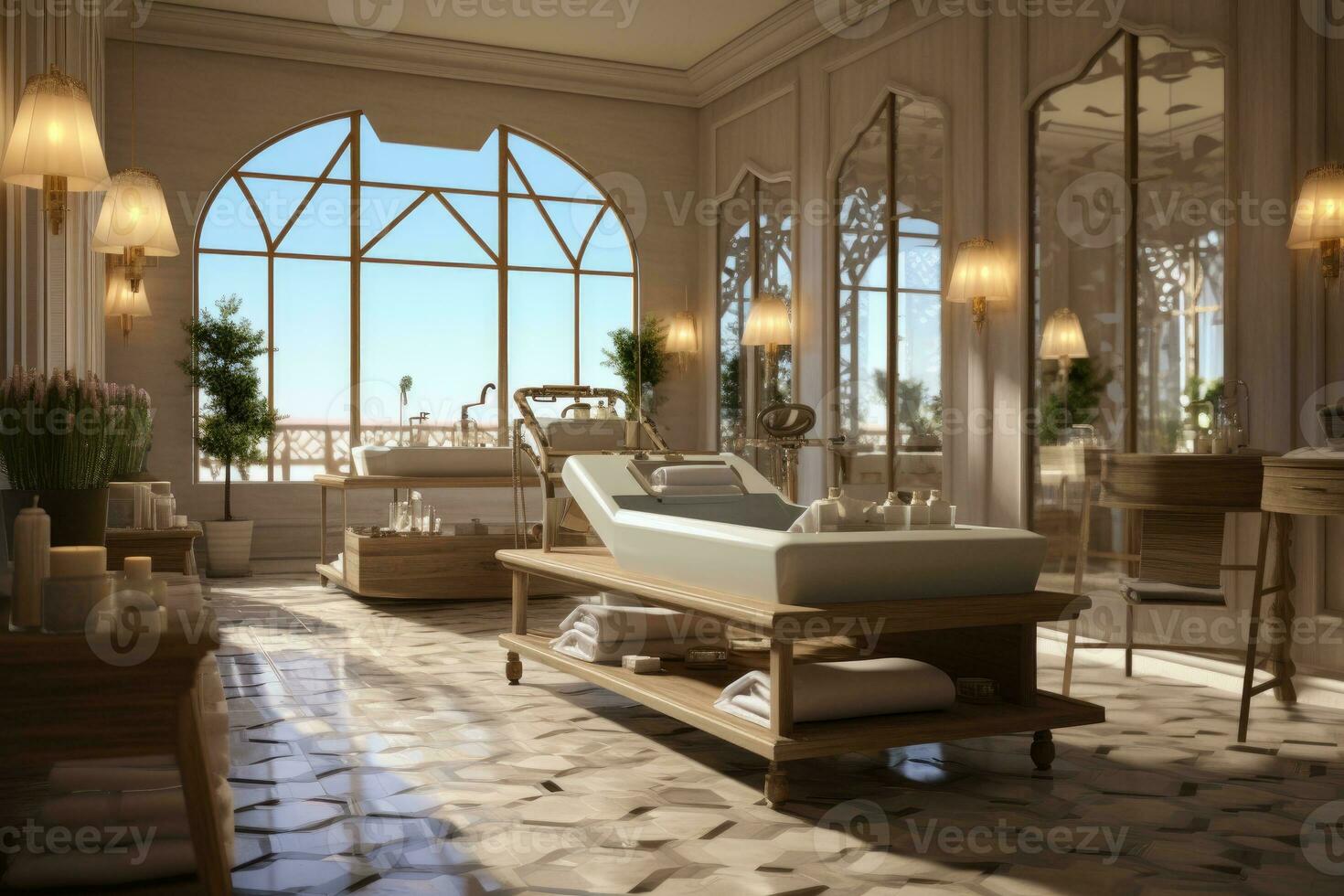 the atmosphere inside the spa room is luxurious AI Generative photo