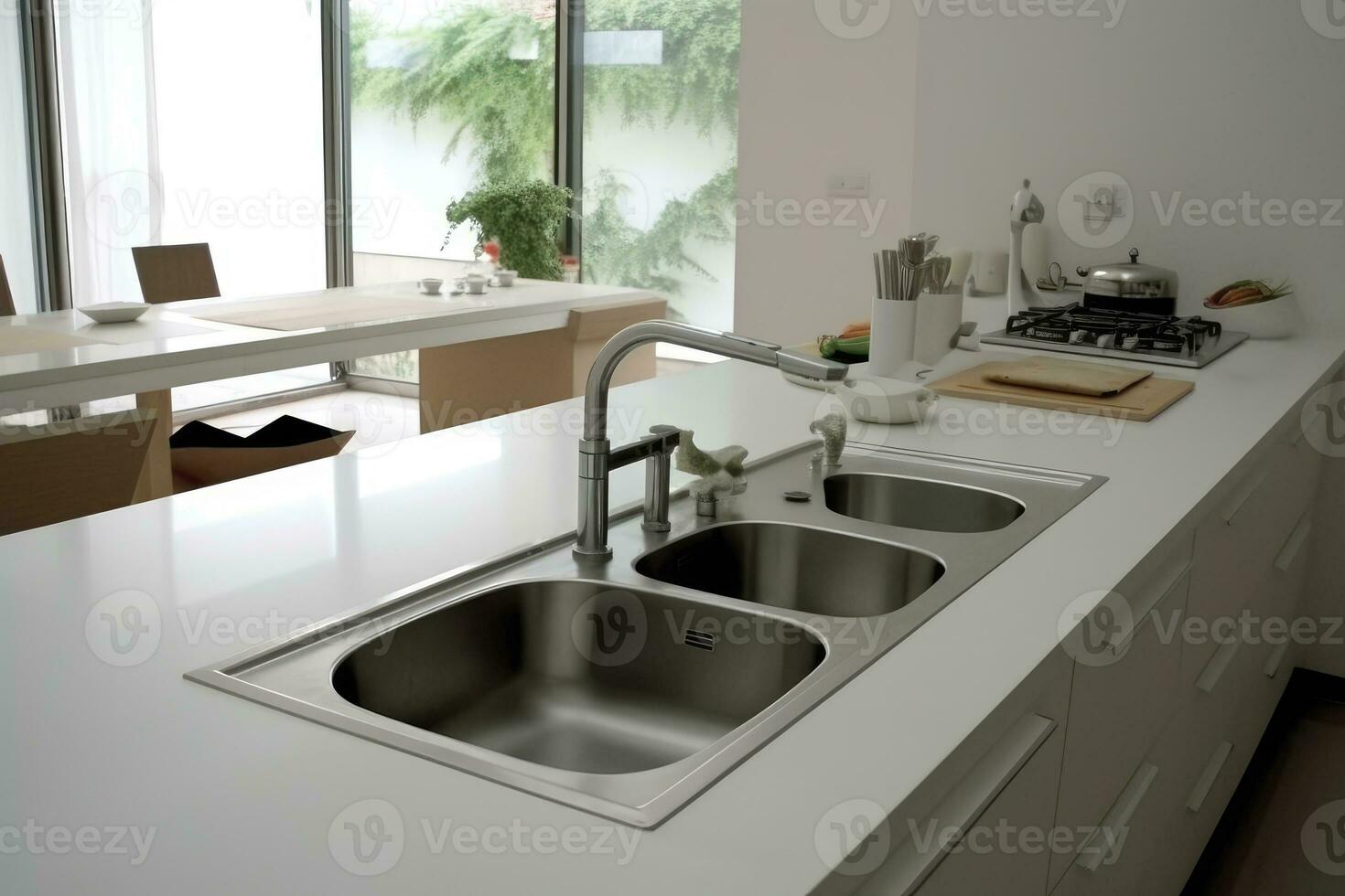 sink kitchen with minimalis modern design AI Generative photo