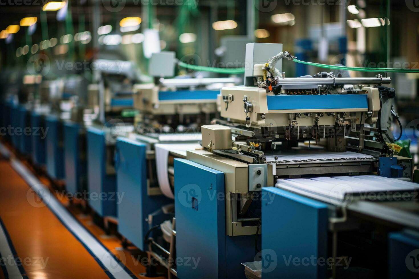 photo of inside textile factory line production view AI Generative