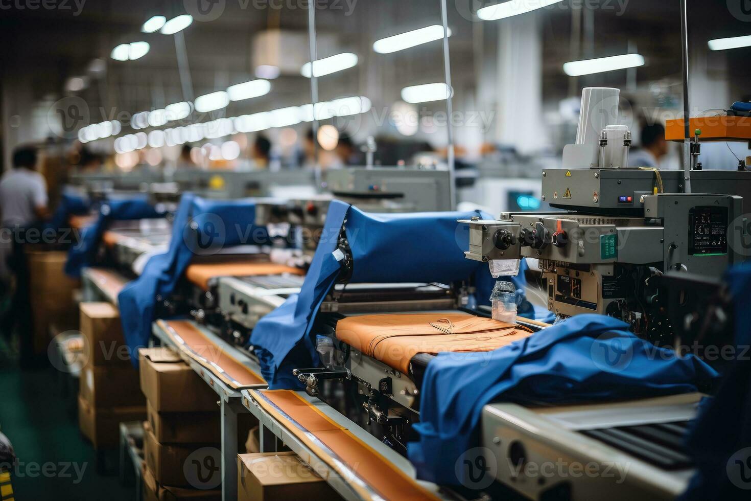 photo of inside textile factory line production view AI Generative