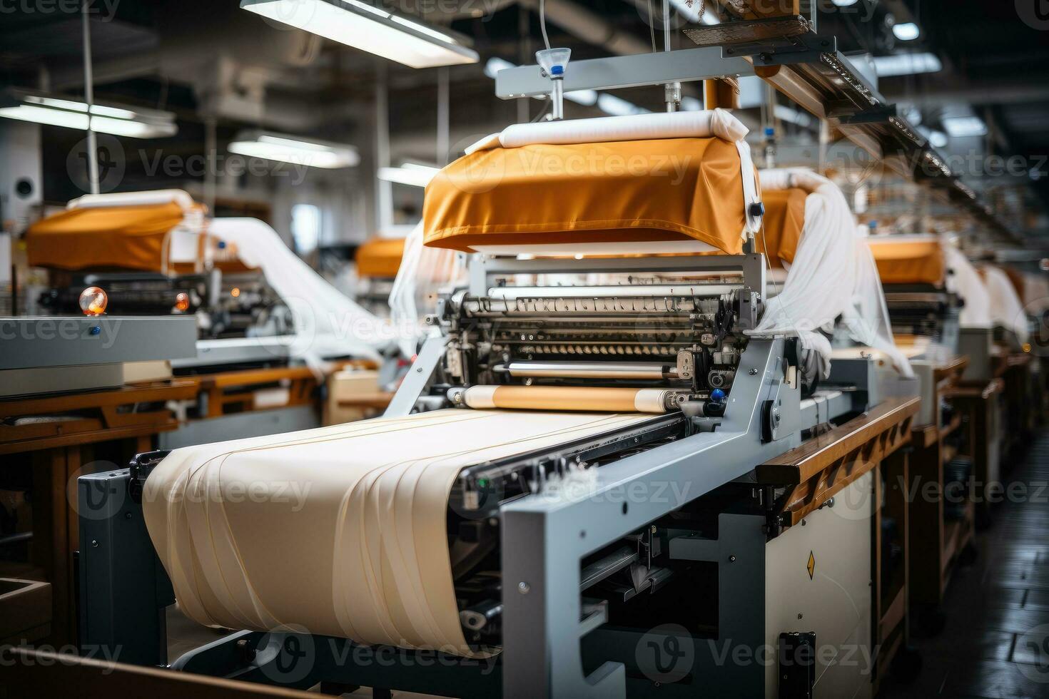 photo of inside textile factory line production view AI Generative