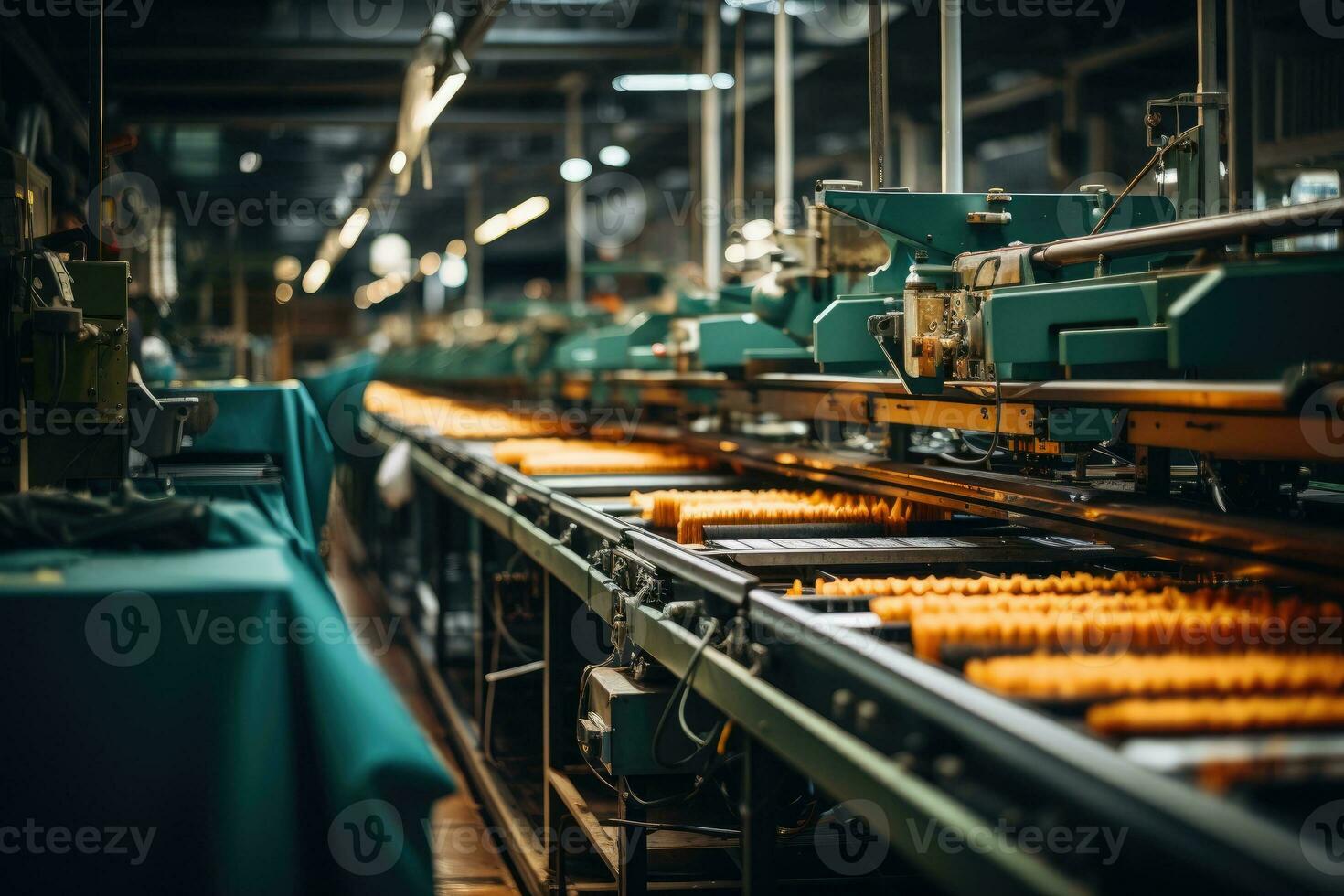 photo of inside textile factory line production view AI Generative