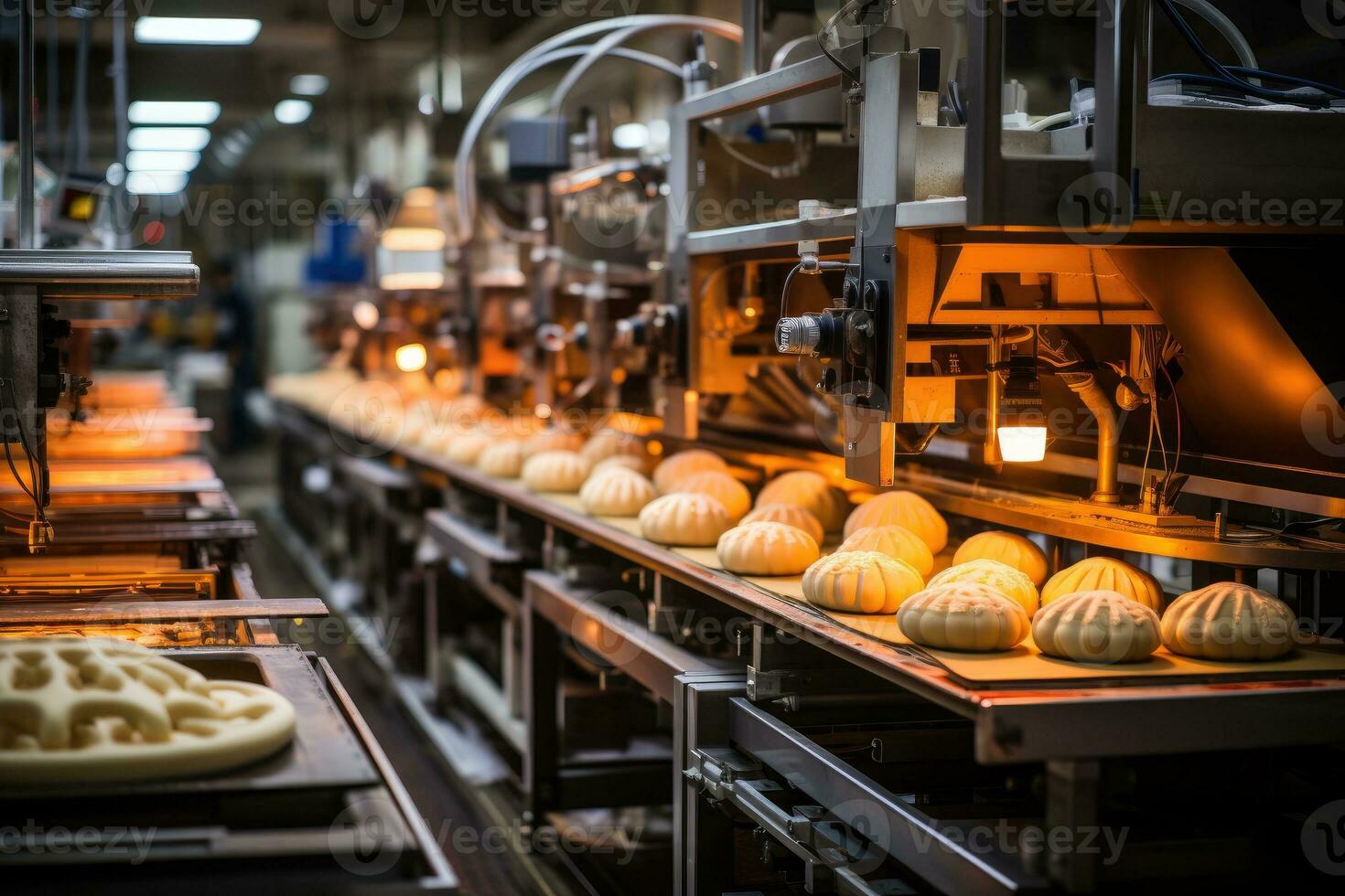 photo of inside food factory line production view AI Generative