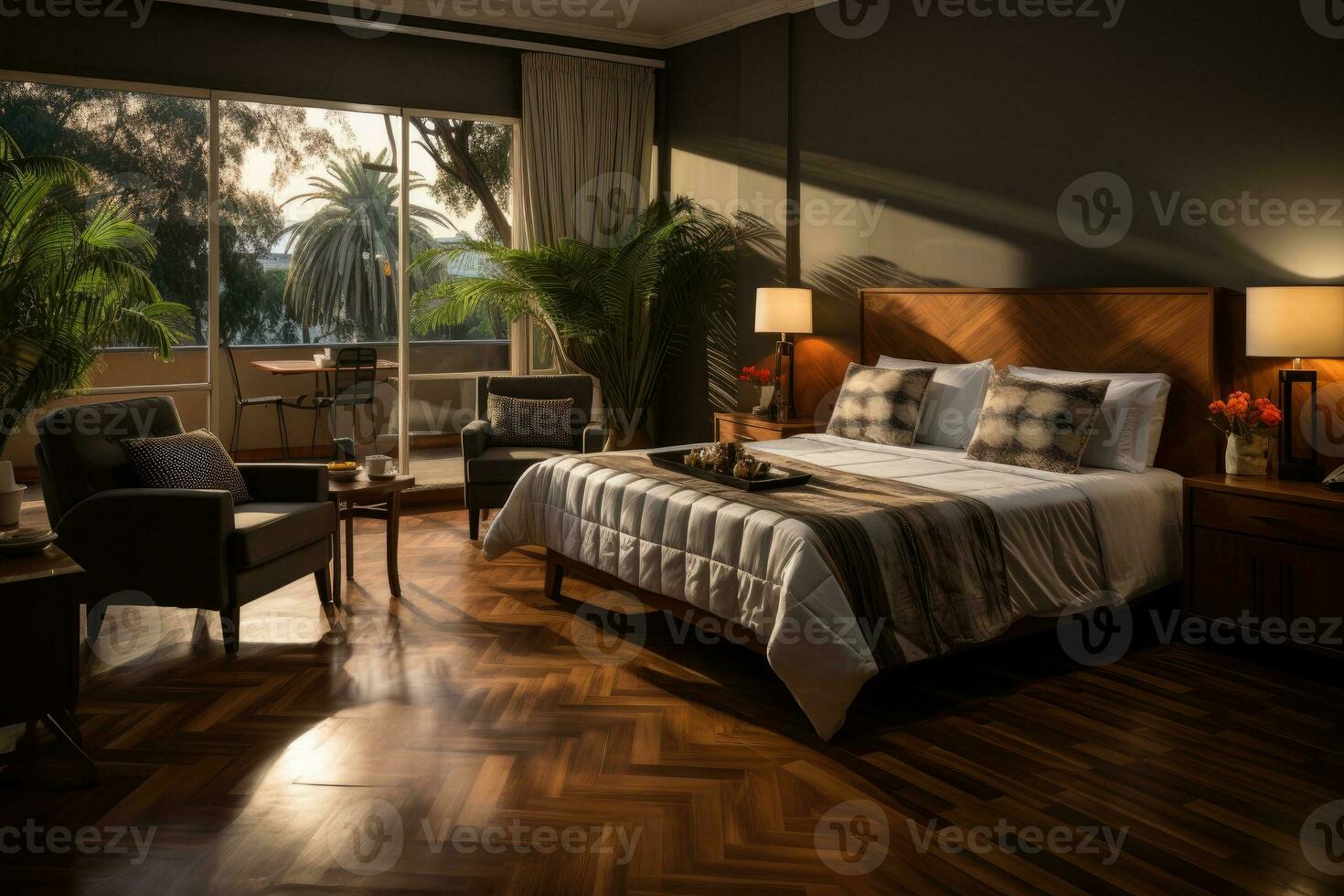 Accommodation Lodging bedroom inspiration in hotels professional advertising photography AI Generated photo