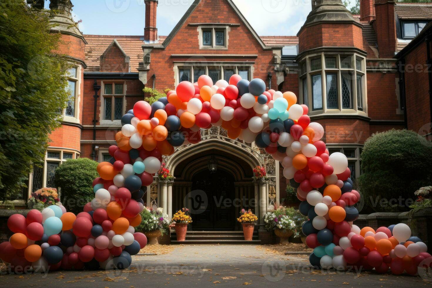 Balloon garland gate with arch Aspire to award professional advertising photography AI Generated photo