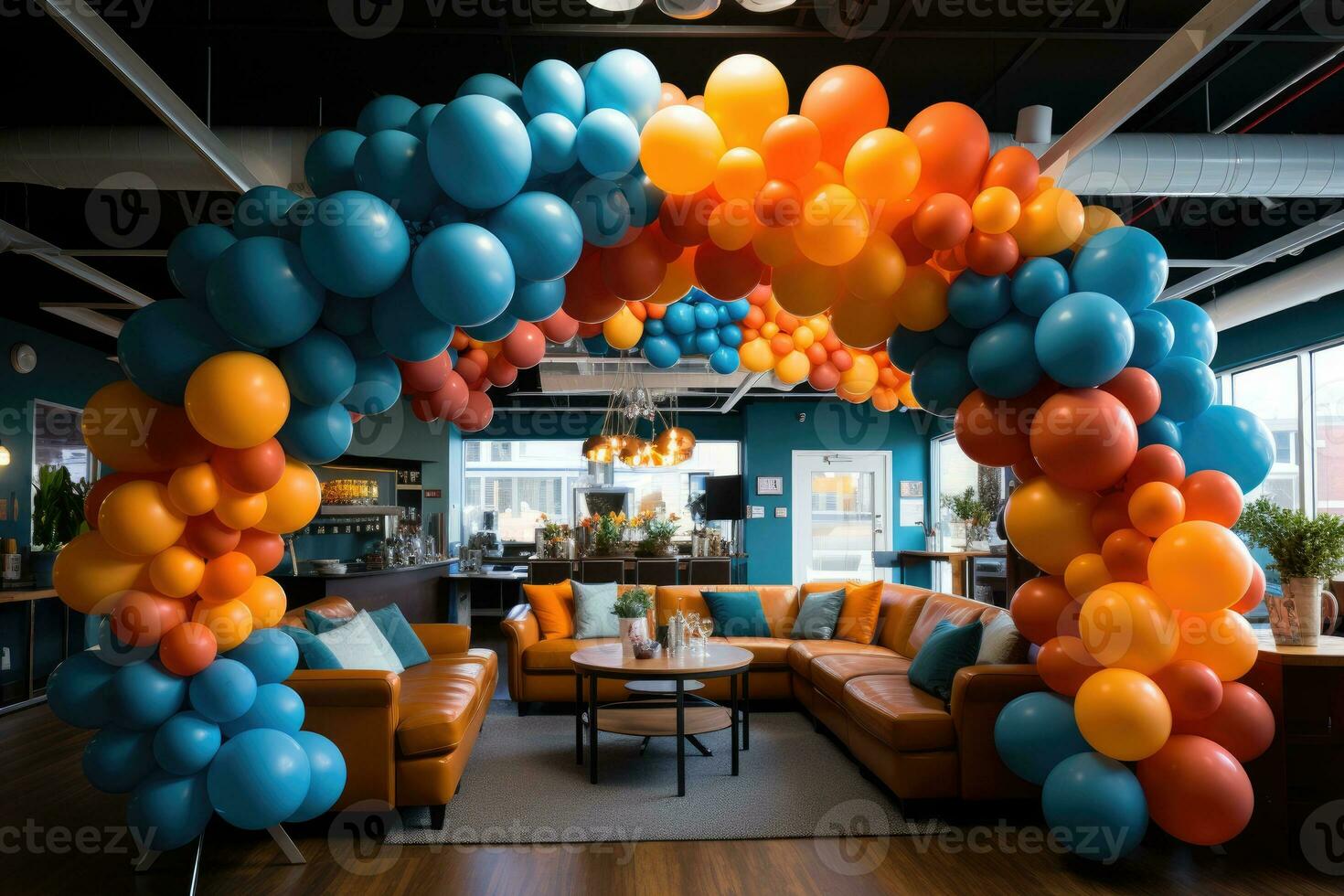 Balloon garland gate with arch Aspire to award professional advertising photography AI Generated photo