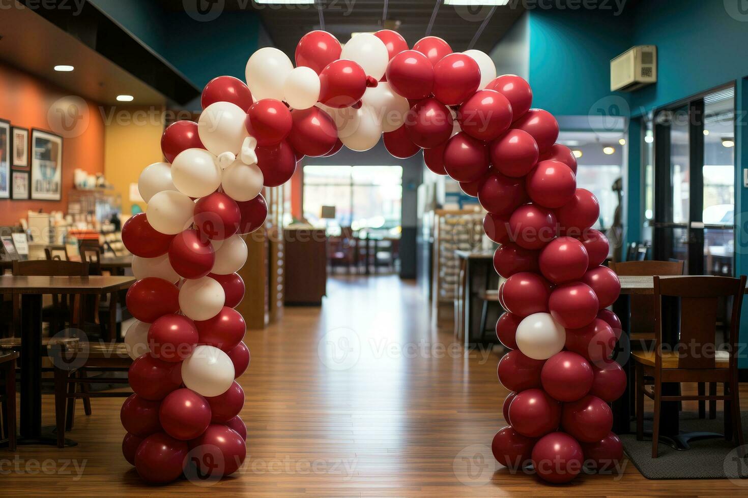 globo guirnalda portón con arco aspirar a premio profesional publicidad fotografía ai generado foto