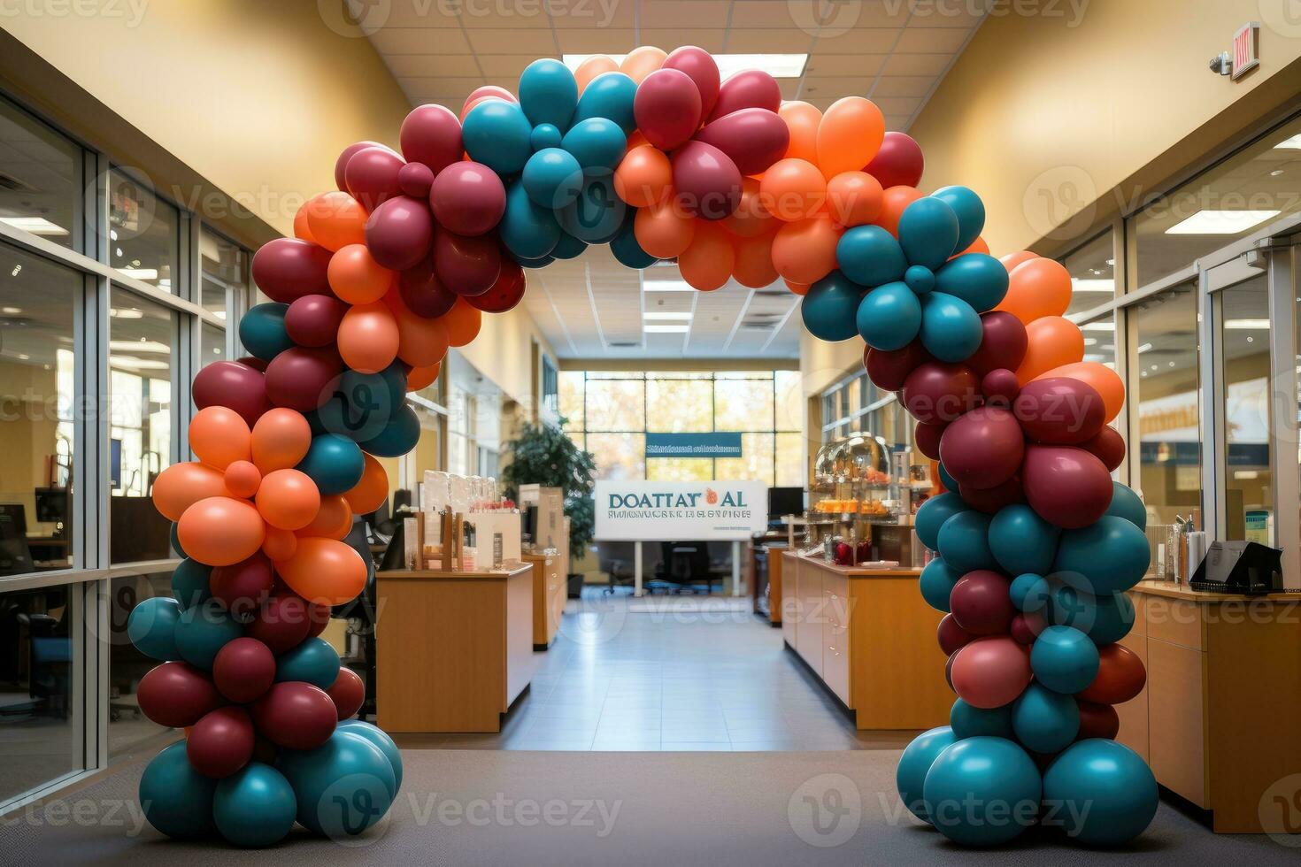 Balloon garland gate with arch Aspire to award professional advertising photography AI Generated photo