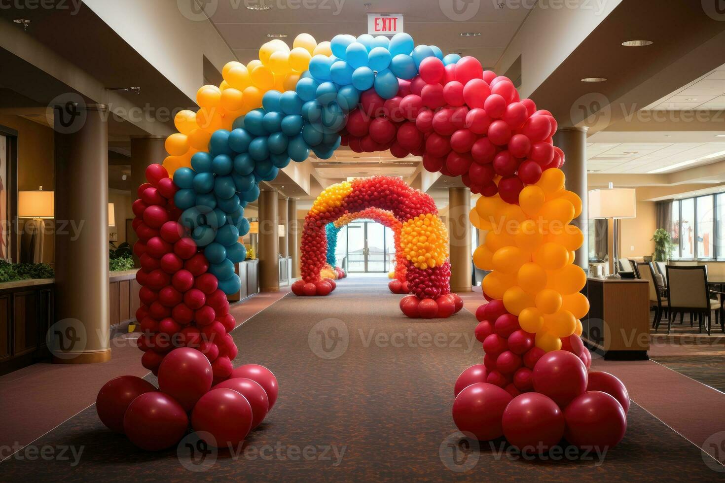 globo guirnalda portón con arco aspirar a premio profesional publicidad fotografía ai generado foto
