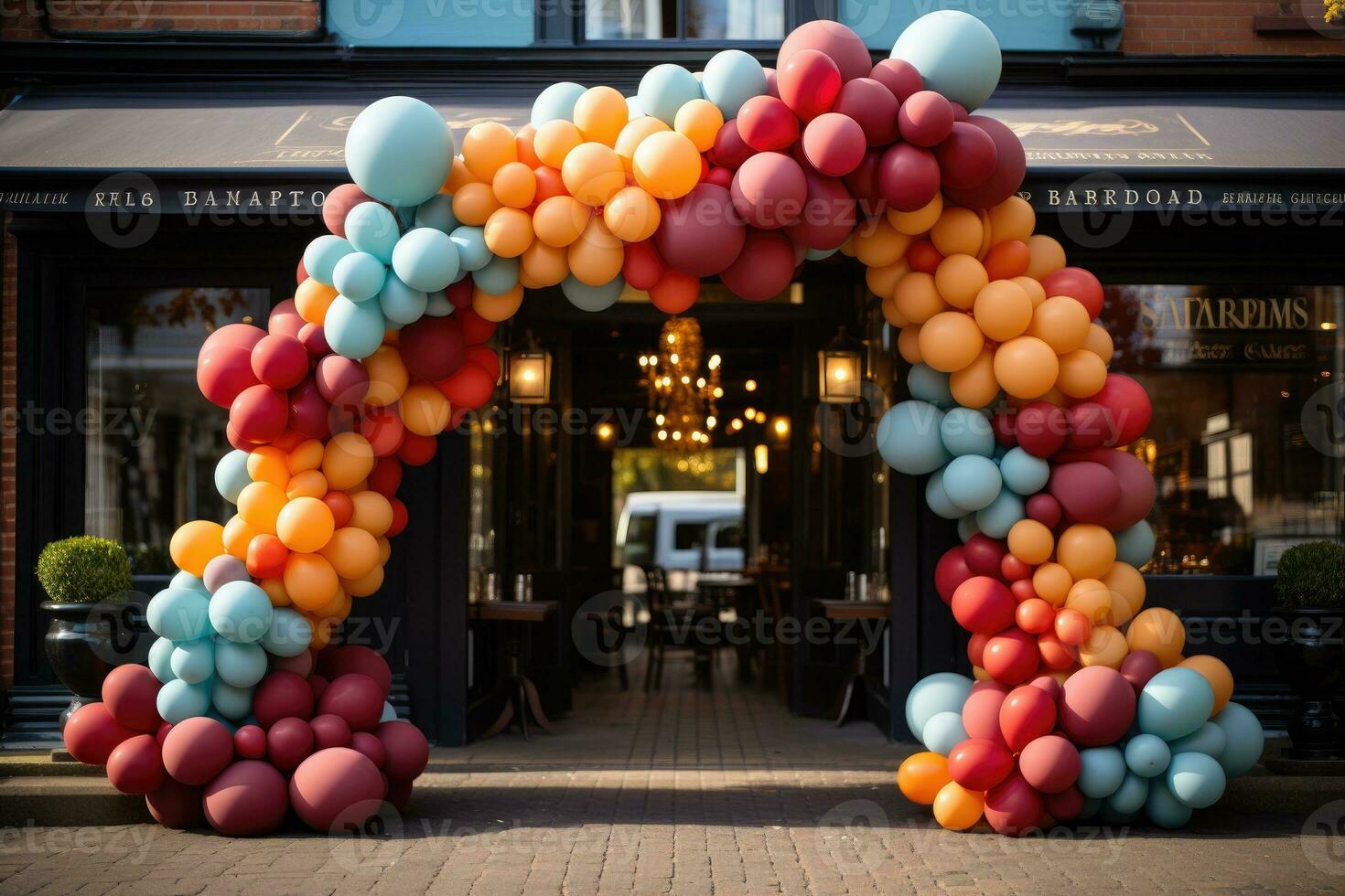 Balloon garland gate with arch Aspire to award professional advertising photography AI Generated photo