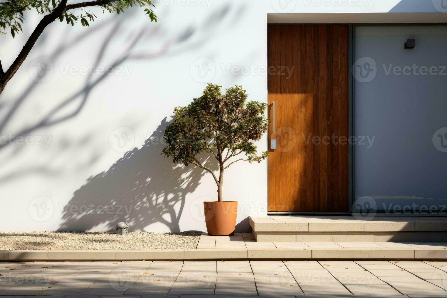 Doorstep with facade minimalist design home decoration professional advertising photography AI Generated photo