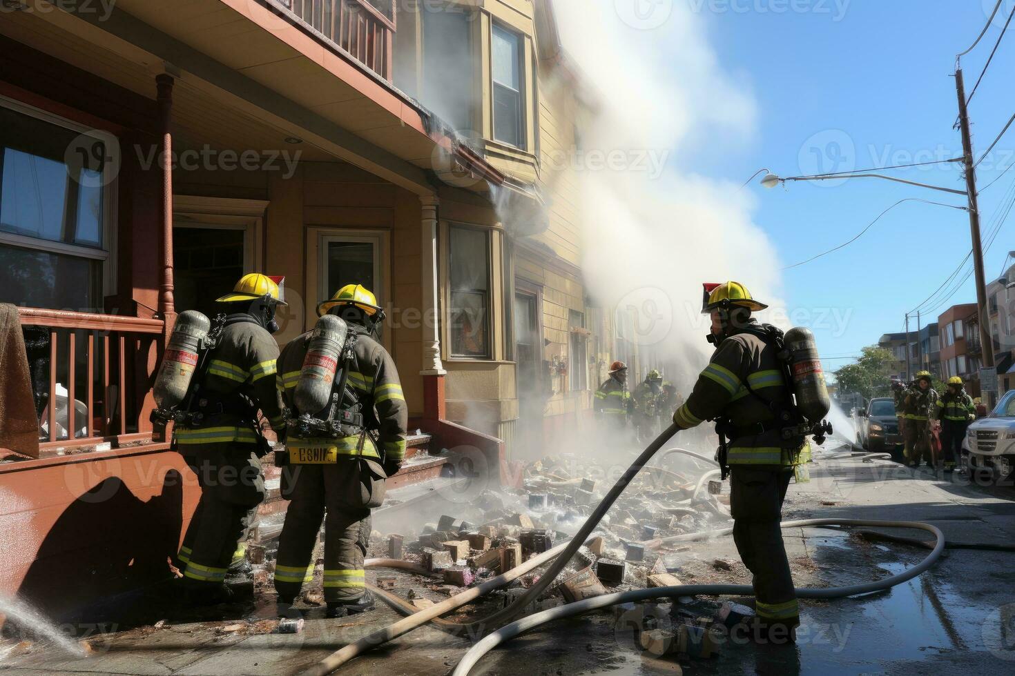 corner of the building where fire hydran is located professional advertising photography AI Generated photo