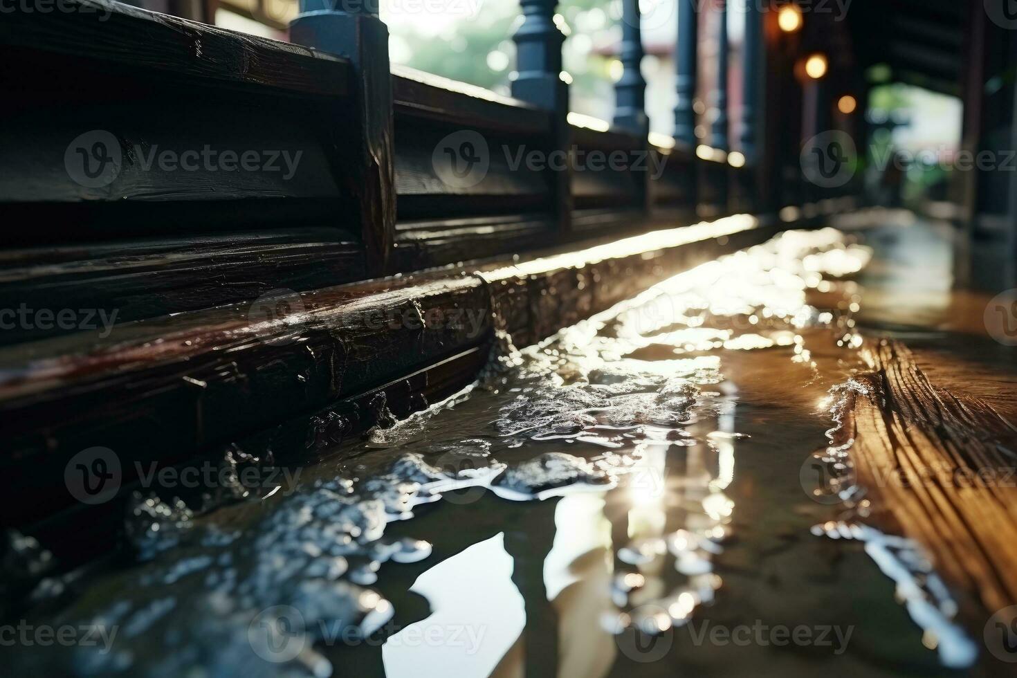 esquina de el casa dónde el charco de agua situado profesional publicidad fotografía ai generado foto