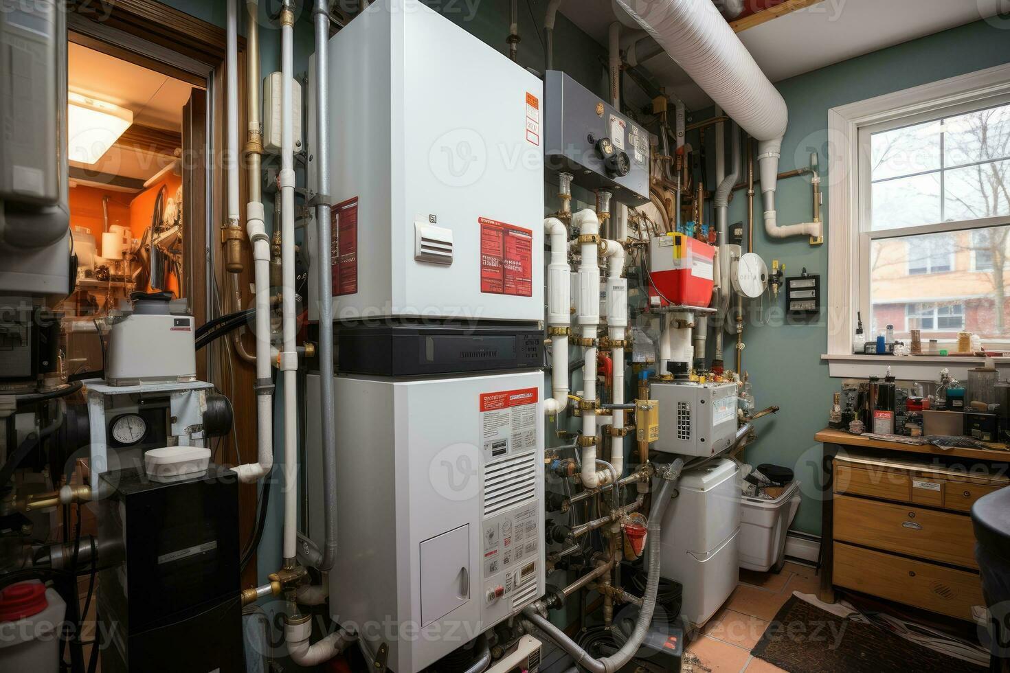 corner of the house where the water heater is located professional advertising photography AI Generated photo