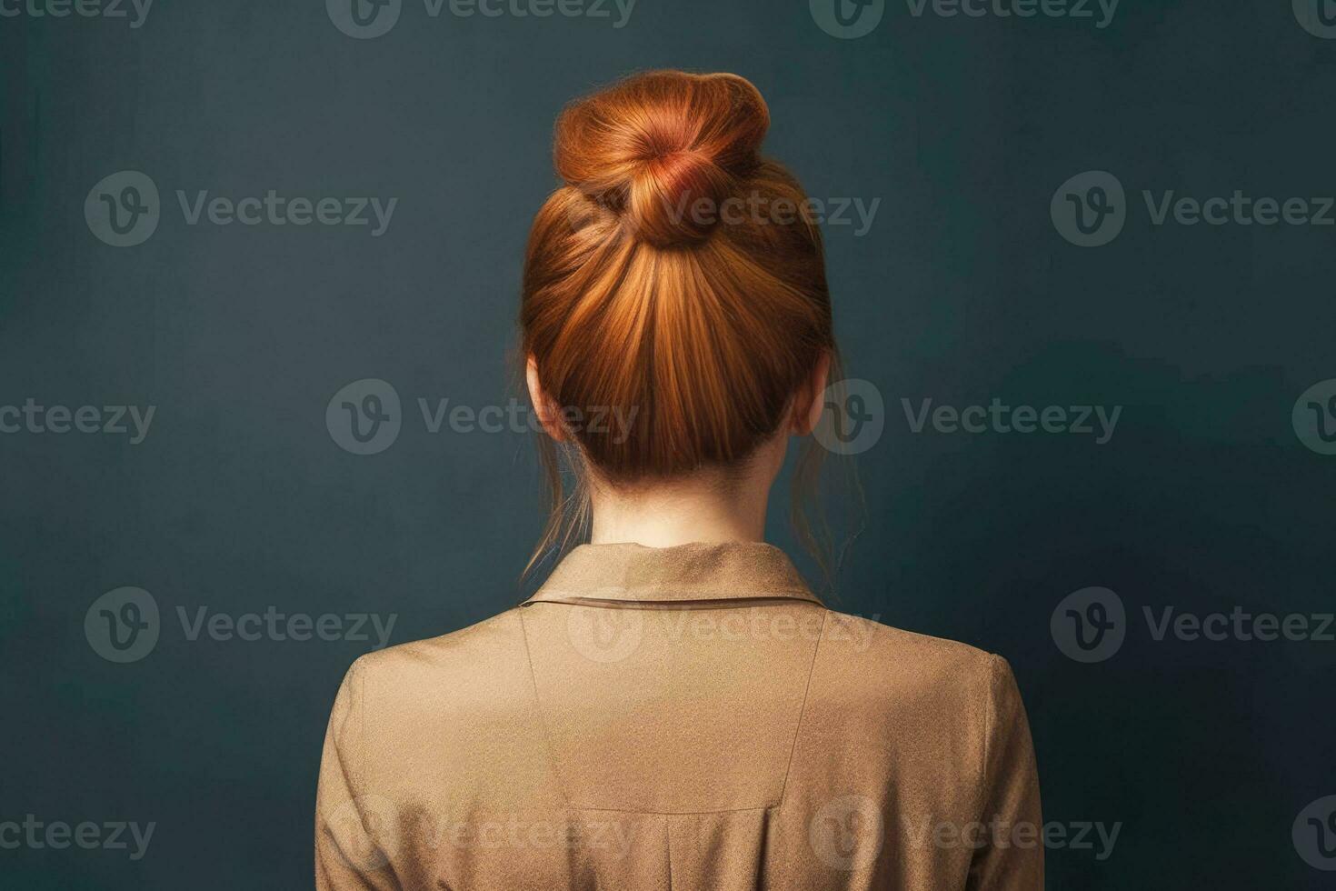 women chignon hairstyle look from back professional advertising photography AI Generated photo