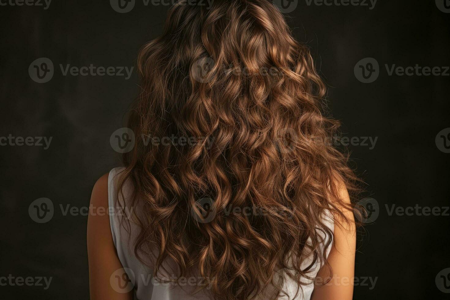 women curly hairstyle look from back professional advertising photography AI Generated photo