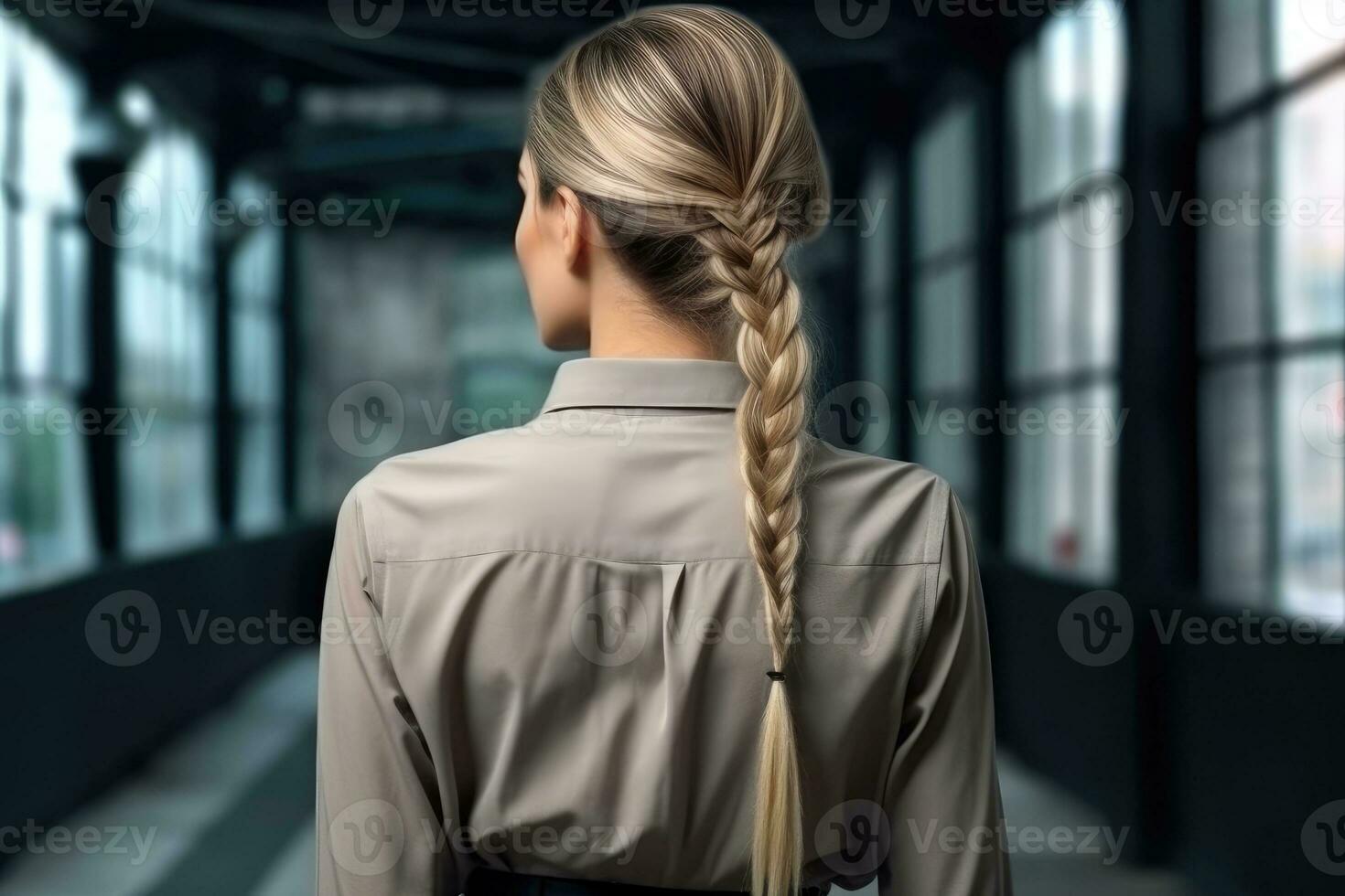 women plait hairstyle look from back professional advertising photography AI Generated photo