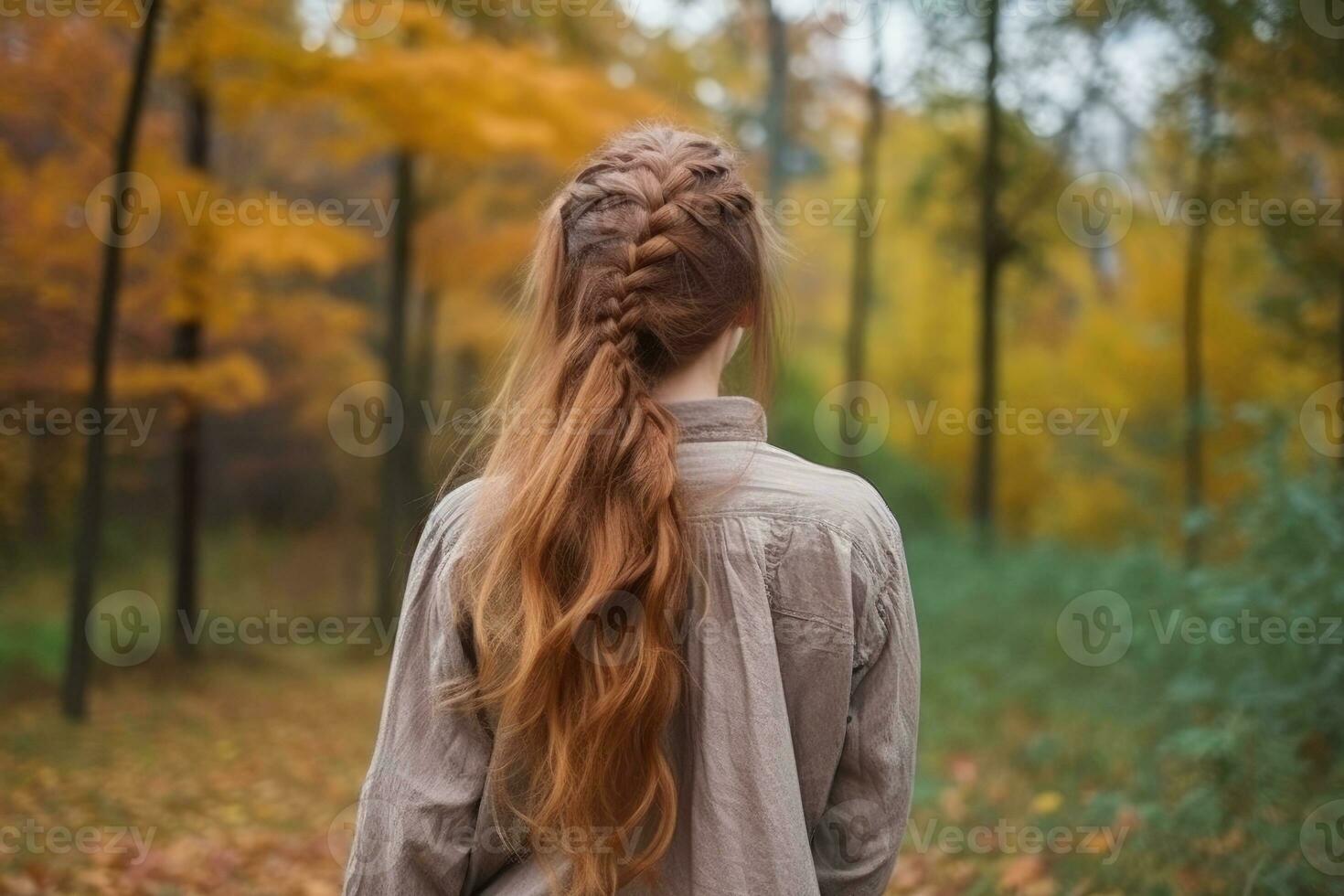 women plait hairstyle look from back professional advertising photography AI Generated photo