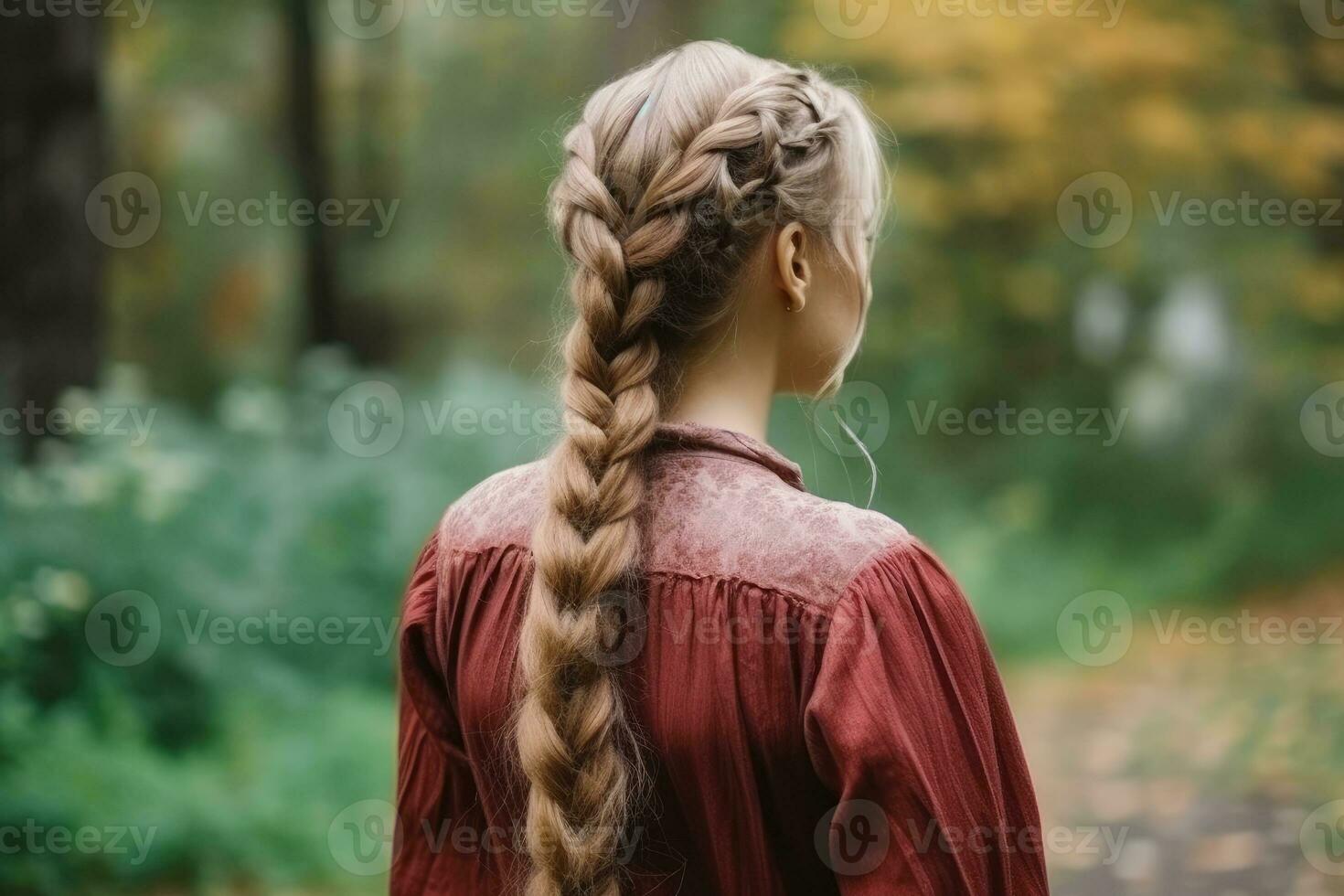 women plait hairstyle look from back professional advertising photography AI Generated photo