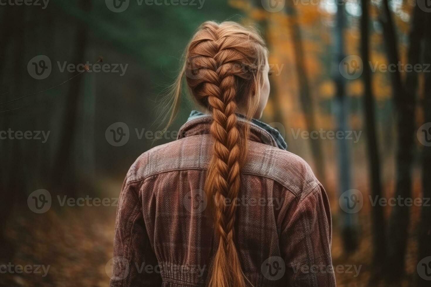 women plait hairstyle look from back professional advertising photography AI Generated photo